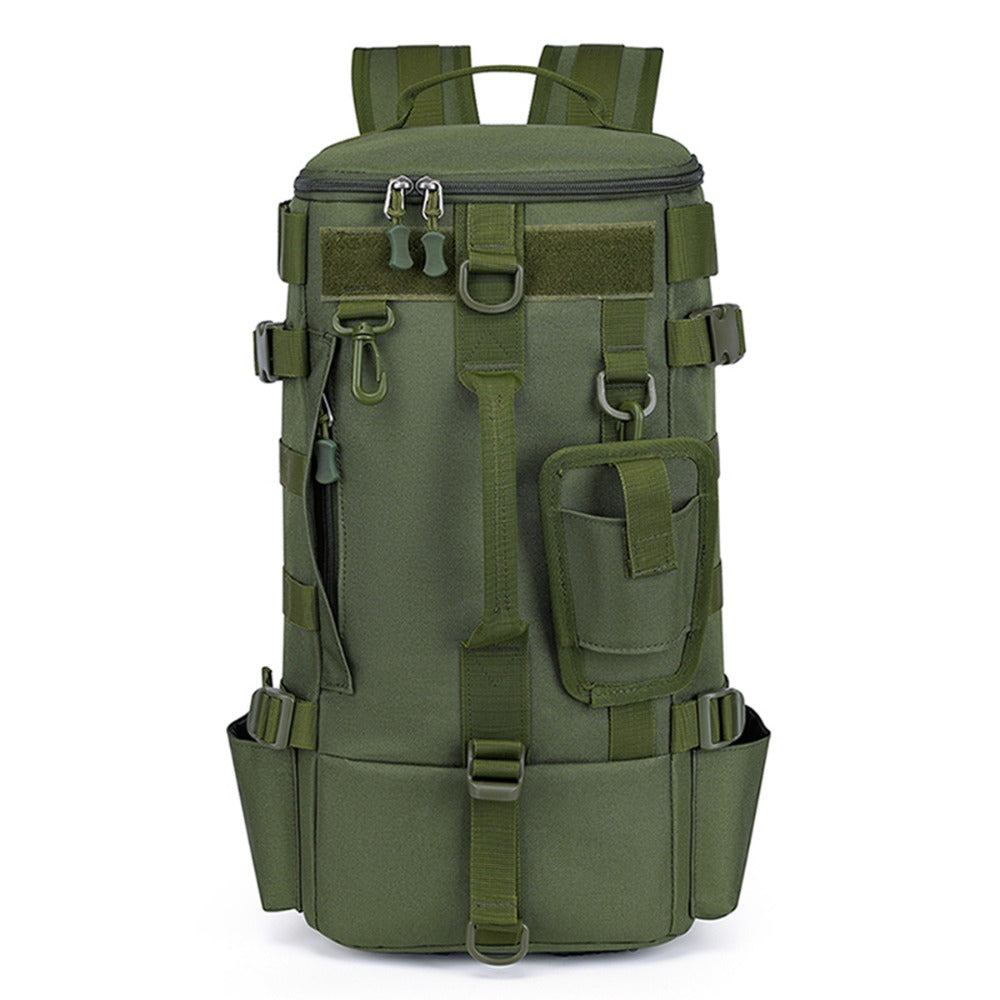 A Versatile Backpack Designed for Outdoor Activities Like Mountain Climbing And Hiking, Featuring a Crossbody Design, a Lure Compartment for Fishing, And a Spacious Layout with Dry And Wet Separation