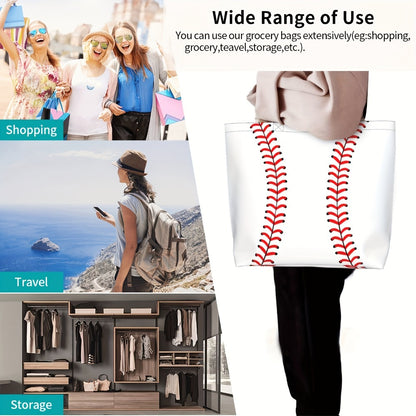 Woman Baseball Tote Handbag Large Oversize Casual Sports Mom Beach Travel Bag