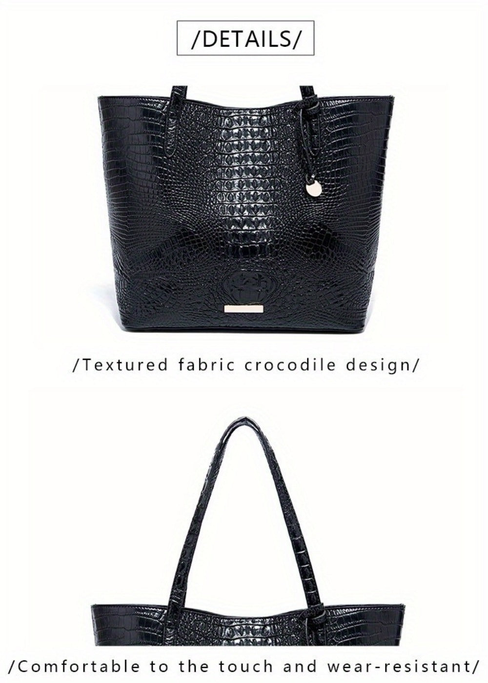 Tote Bag for Women – Large Capacity, Crocodile Pattern Two Piece Set | Bag Vero – detail view 30