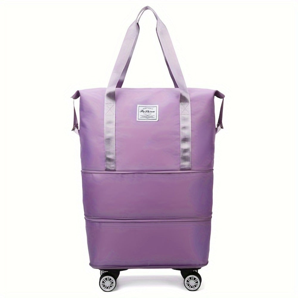 1pc-Large-capacity Foldable Travel Storage Bag, Durable Nylon Material, Black, Multifunctional Portable, with Wheels, Suitable for Outdoor Travel, Meeting The Requirements of Overhead Luggage Compartment of Aircraft.