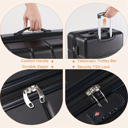 20 Inch Travel in style and security with our Hard Shell ABS Suitcase equipped with Double Spinner Wheels. This lightweight, expandable rolling luggage features a TSA Lock for adde