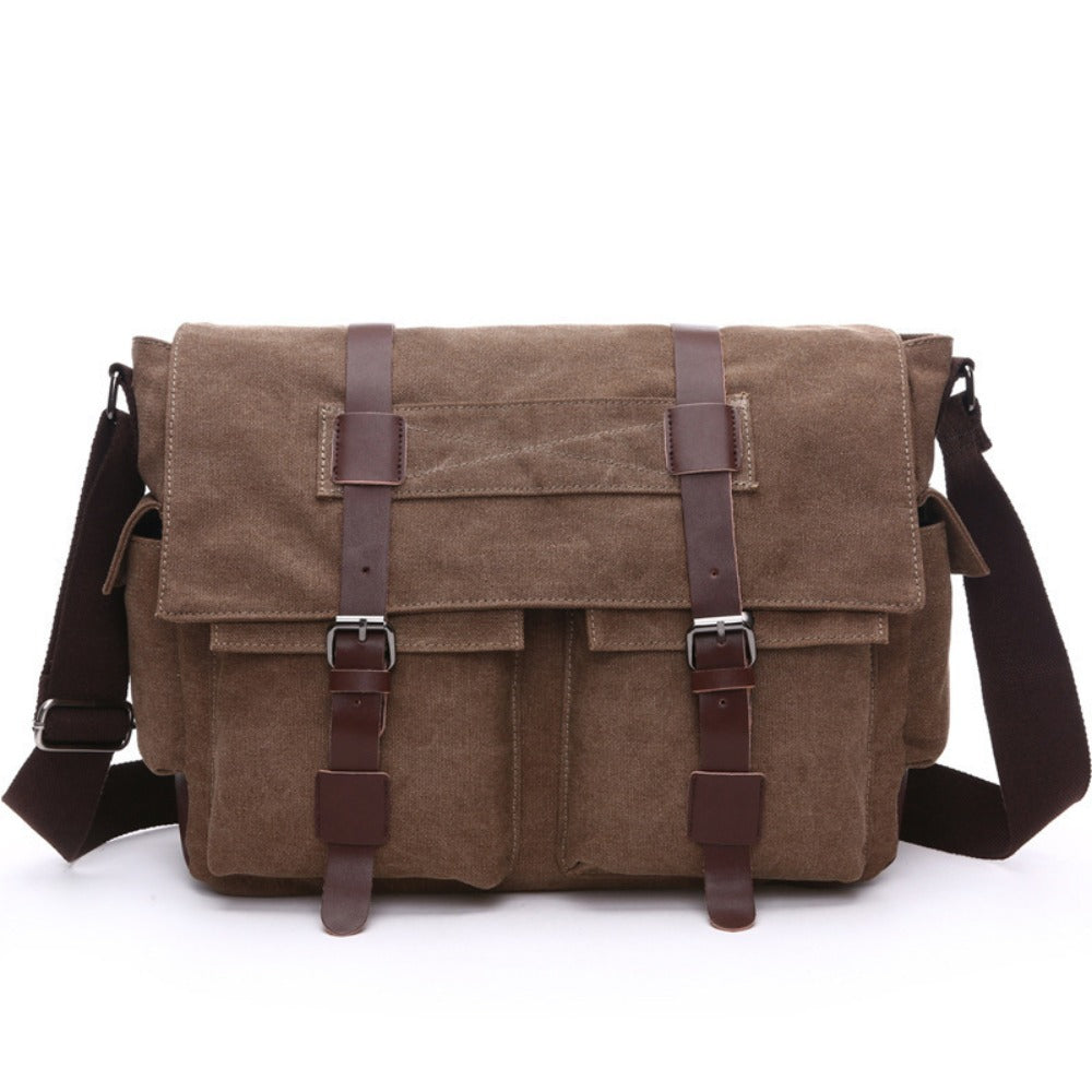 Men's Lightweight Retro Crossbody Bag with Canvas - Adjustable Strap Postman Delivery Bag for Casual &, Outdoor, Commuting - Simple Diagonal Messenger Bag