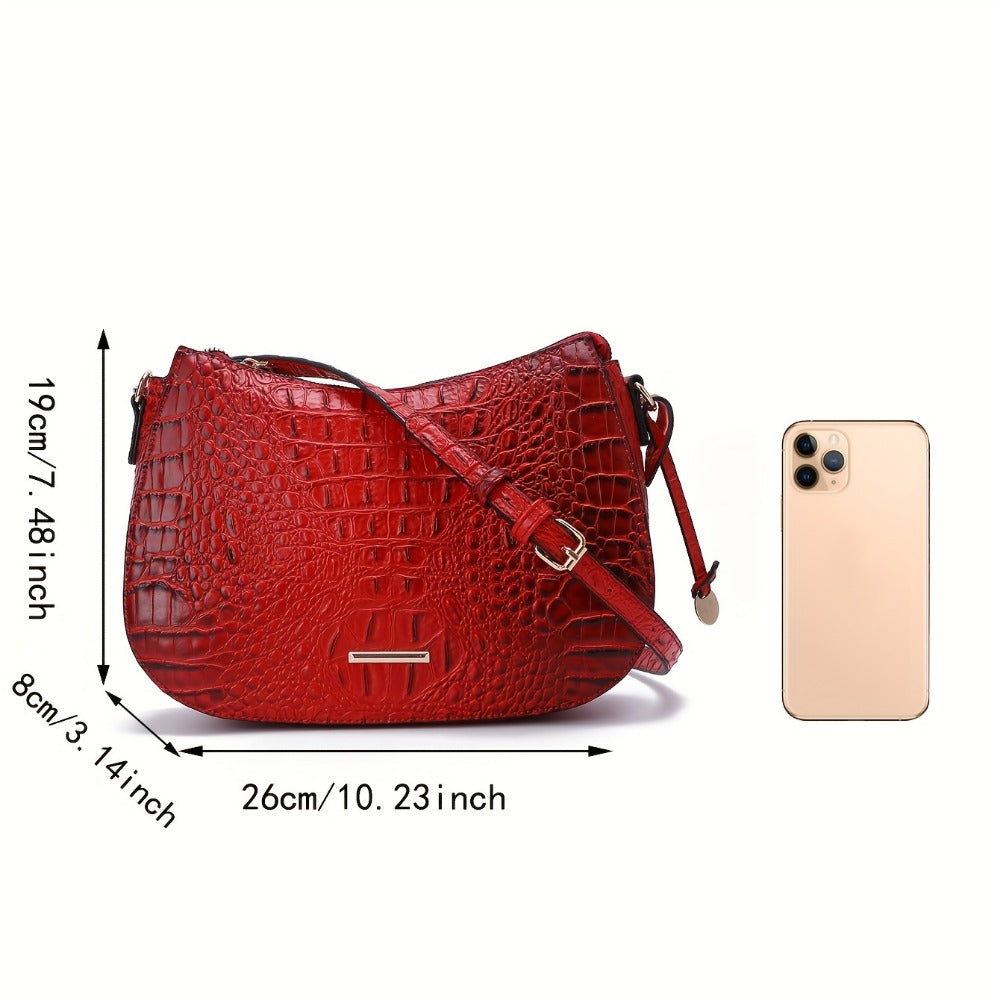 Crossbody Bag for Women – for Travel & Everyday Use, Crocodile Pattern Vintage Textured | Bag Vero – detail view 8