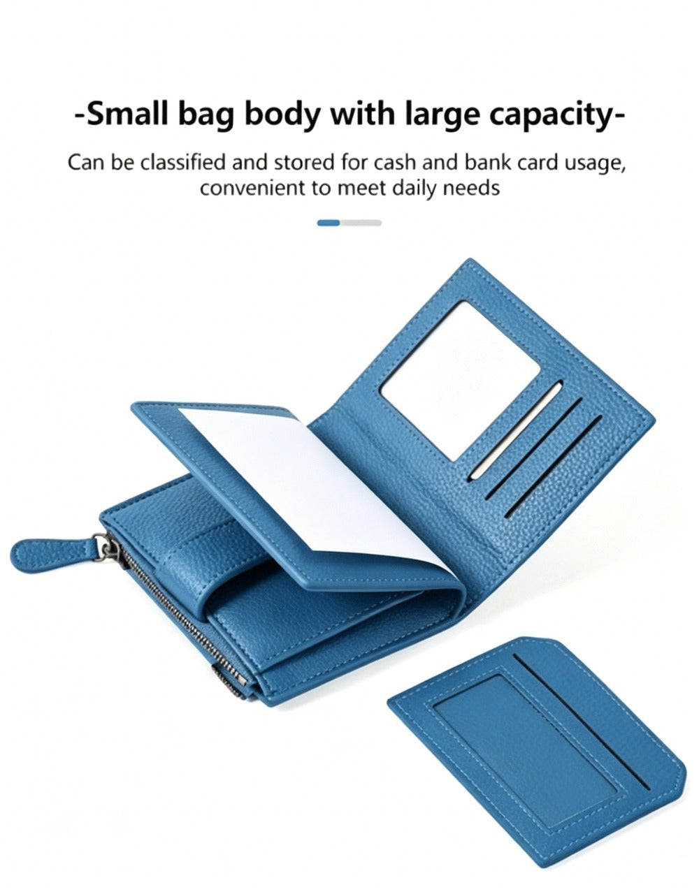 1pc Women's RFID Blocking Bifold Wallet - Compact Soft Card Holder with Zipper Coin Pocket & 4 ID Windows, Small Slim Minimalist Purse for Women