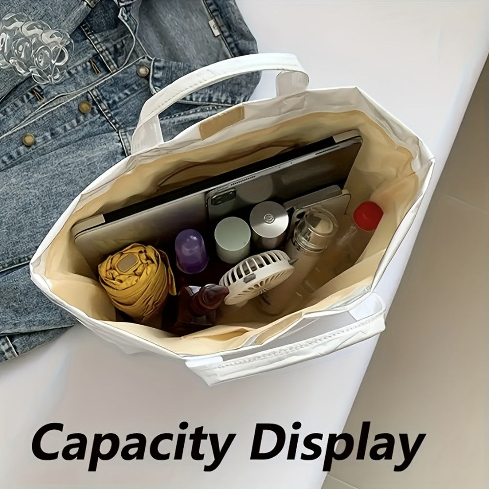 Women'S High Quality PVC And Wrinkle Paper Transparent Handbag - Large 13.2-Inch Transparent Shoulder Bag with 2 Compartments, White Letter Printed Design, Suitable for Work, Travel, Beach, And Daily Use, High Quality Bag