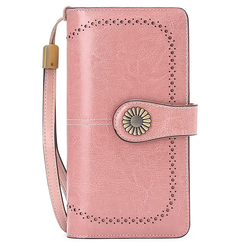 Purple Wallets for Women RFID Blocking, Long Wallet with 24 Card Slots & Phone Pocket, Large Capacity Wristlet Clutch, Gift Box for Daily Use
