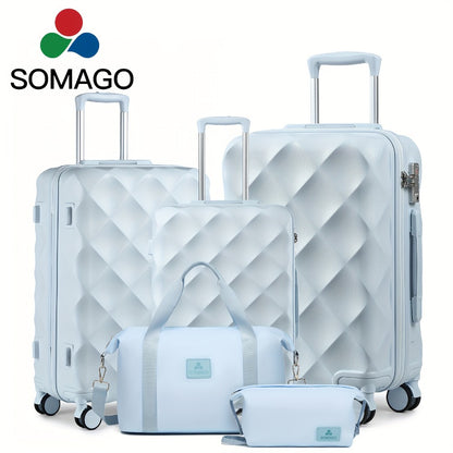 Somago 1/3/5pcs Luggage Sets, 28 Inch/20-24-28 Duffel Bag, 5pcs Suitcases with Wheels, Suitcase Set ABS Hard Case Luggage with TSA Lock Spinner Wheels Durable Travel Luggage with YKK Zipper, for Teenager
