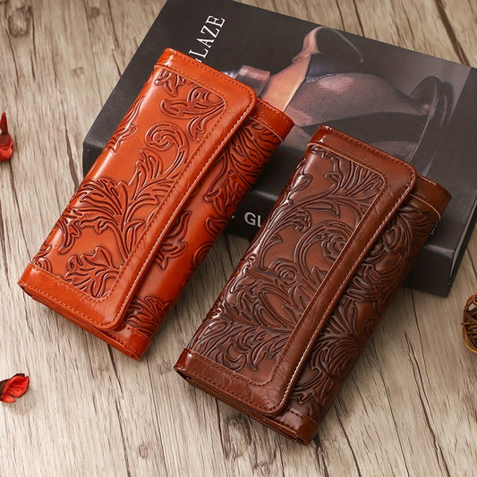 Women'S Embossed Wallet PU RFID Blocking Trifold Ladies Purse Long Clutch Card Holder Phone Checkbook Organizer Gifts for Women Tote Bag for Mom Gift Love