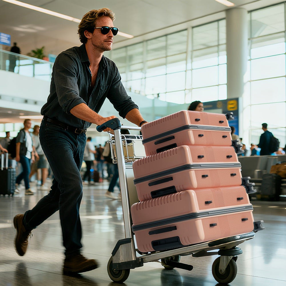 Three-Piece Luggage Set, Featuring Suitcase Collections with Four Spinner Wheels, a Lightweight Trolley Travel Case Suitable for Carry-On And Check-In During Business Trips, Available in Sizes 20", 24", And 28"