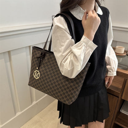 Light Luxury, Minimalist, Fashionable, High-End Texture, Design Sense, Tote Bag, Women'S Retro Checkered Pattern, Large Capacity Shoulder Bag