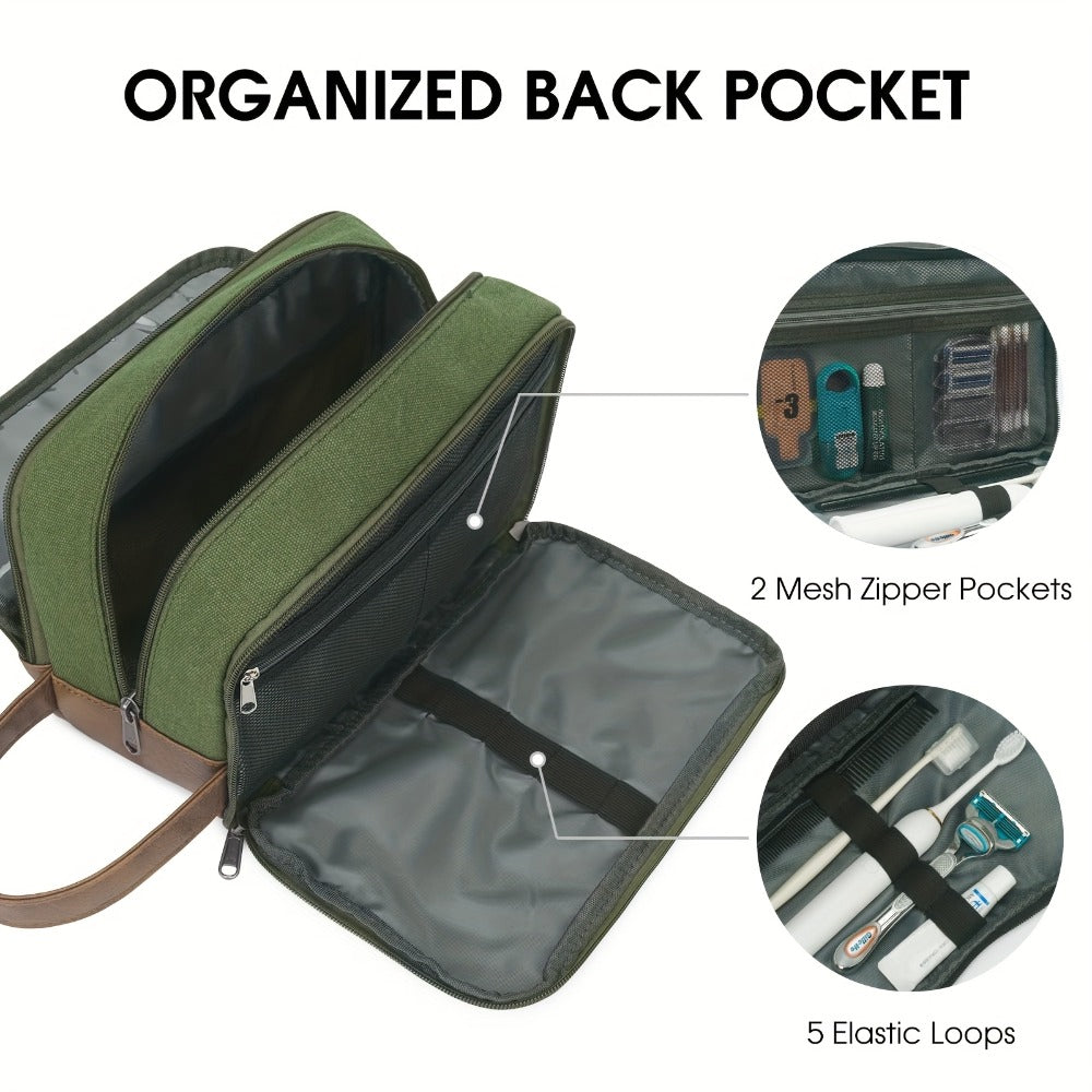 Toiletry Bag For Men - Hanging Travel Toiletry Bag, Canvas Dopp Kit With 5 Elastic Pockets, Large-Capacity Organiser, Multiple Colours, Affordable Travel Must-Have Valentine'S Day Gifts