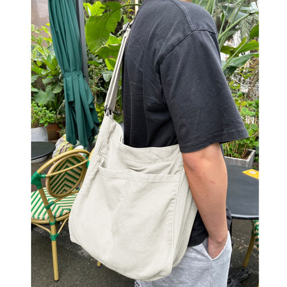 Canvas Hobo Crossbody Shoulder Tote Bag for Women and Men with Multiple Pockets - Casual Purse for Travel and Work