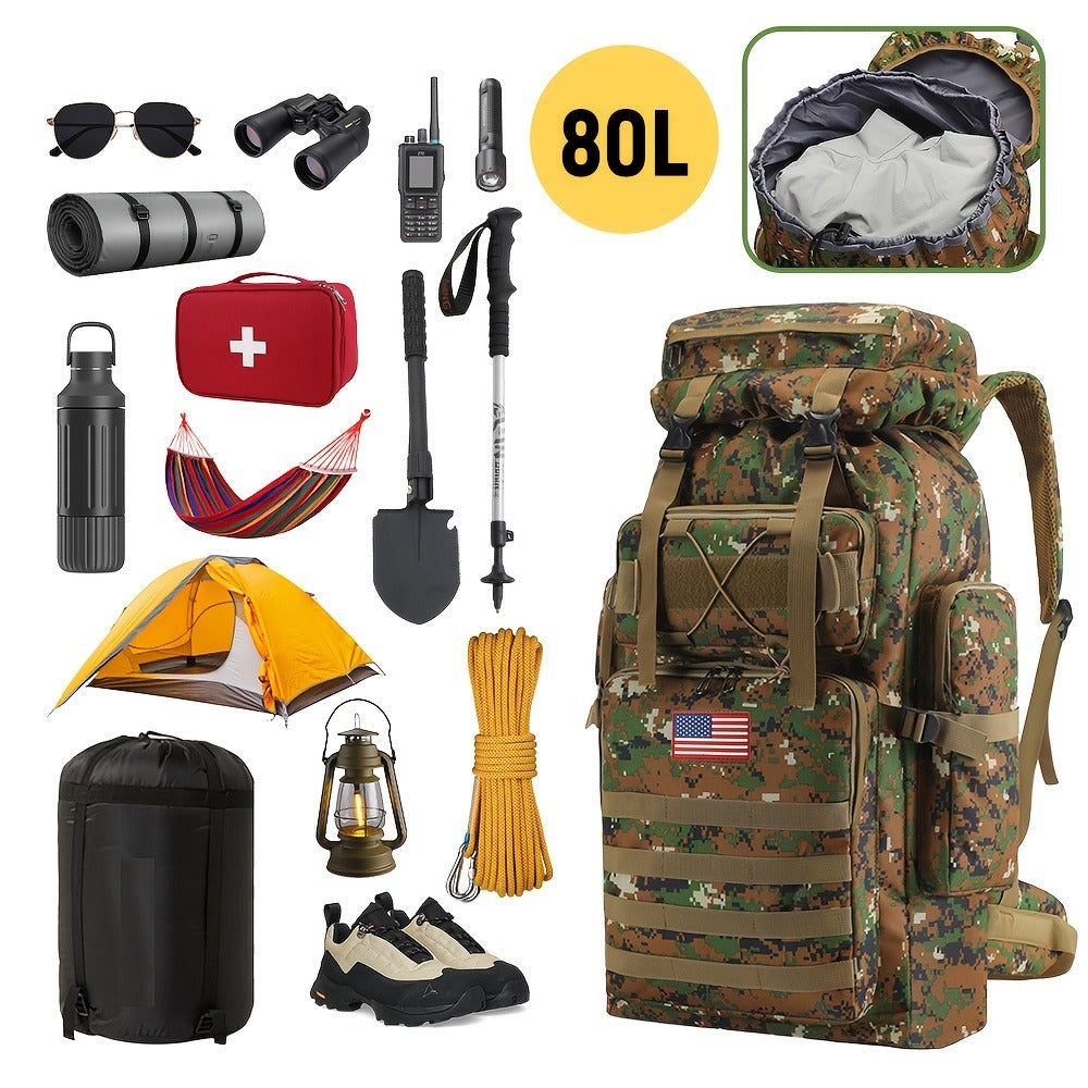 Tactical Outdoor Backpack Unisex, 21.13gal Large Capacity Molle System Rucksack, Multi - Pocket Camping Backpack with Durable 600D Fabric, Ideal for Hiking, Camping, Outdoor Adventures