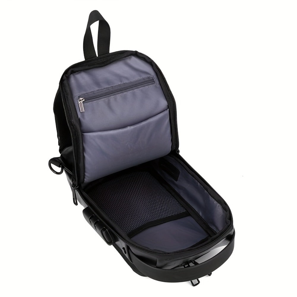 PU material high-quality chest bag with large capacity, password lock, USB charging interface, High Quality and scratch resistant, motorcycle charter bag, leisure multi pocket waist bag, backpack, shoulder bag