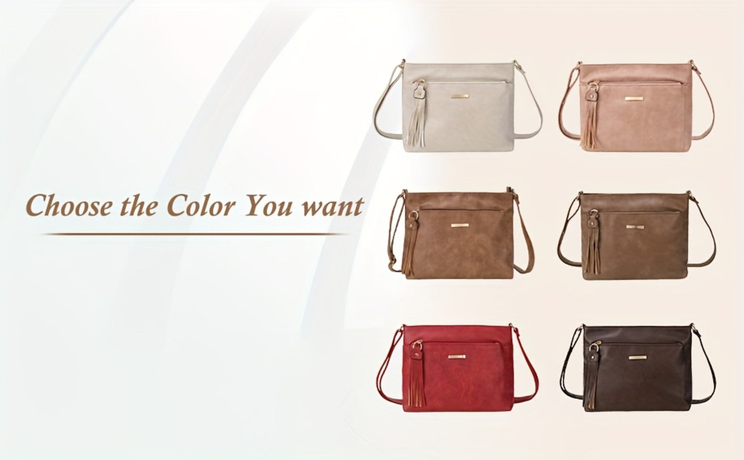 Women' Large Capacity PU Fringe Crossbody Bag with Adjustable Strap & Zipper Closure - Minimalist Fringe Accent Shoulder Purse Suitable for Daily Commuting, Travel, &