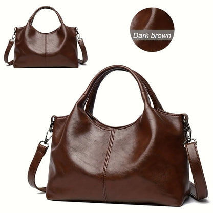Oversized Soft Tote Bag for Women - Large Capacity Shoulder Bag W/ Adjustable Strap And Zip Closure, | Slouchy Crossbody Purse (Chestnut/Black)