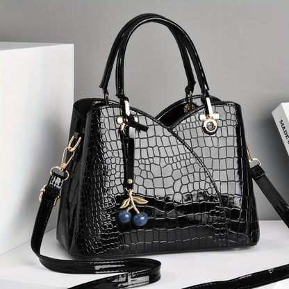 Crossbody Bag for Women – Faux Crocodile Texture Cherry Pendant | Bag Vero – detail view 24
