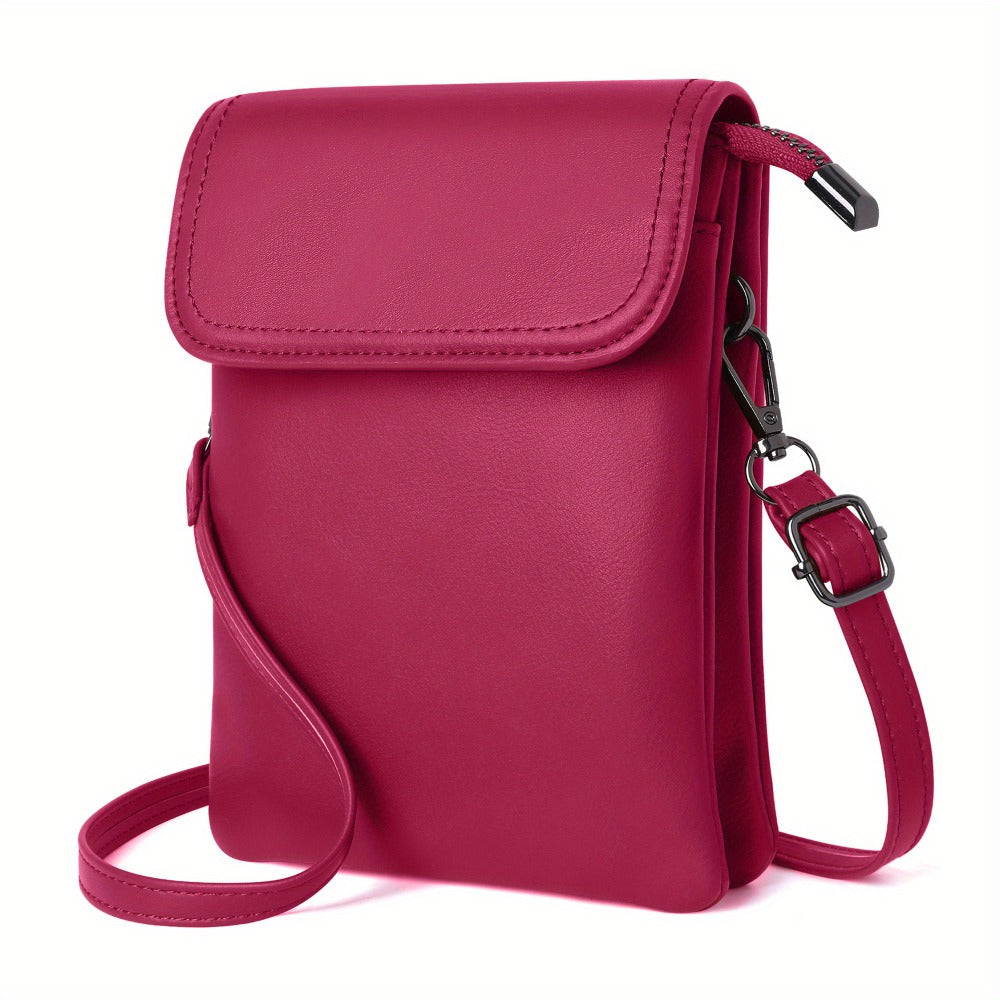 Ladies' Crossbody Purse - Adjustable Strap, Zip Closure, Multiple Compartments for Phone And Essentials, Brown, Phone Holder | Easy Design, Compact Crossbody Purse, Holiday Gift