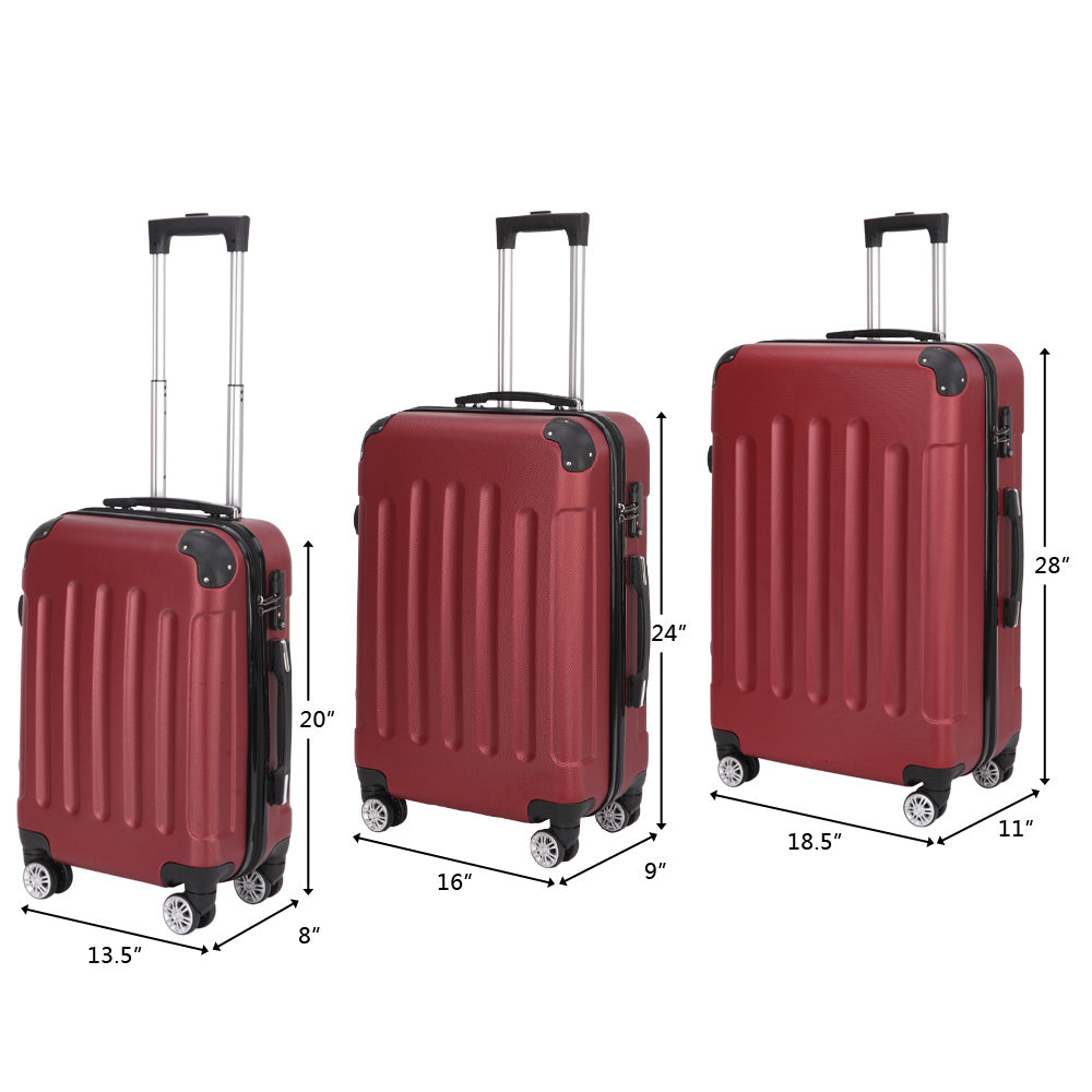 3-in-1 Portable ABS Trolley Case luggage 20" / 24" / 28" Purple