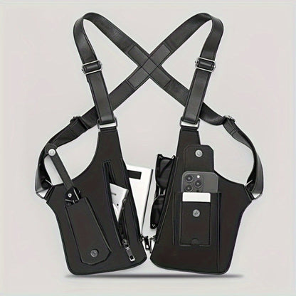 Men'S Retro Shoulder Strap Underarm Shoulder Bag, Multi-Functional Lightweight Backpack, Outdoor Mobile Phone Bag, Outdoor Vest Bag, Multi-Functional Vest Bag, Black Vest Bag, Brown Vest Bag