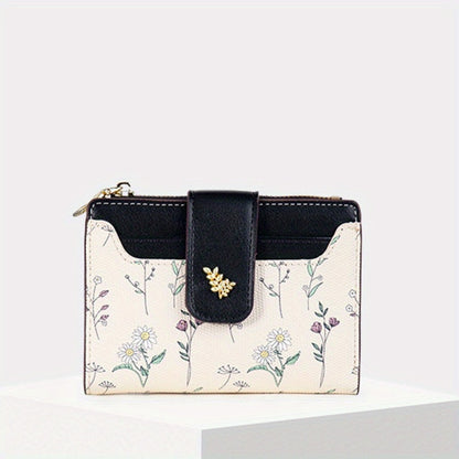 Chic Floral Wallet for Women - Compact Card Holder with Snap Closure