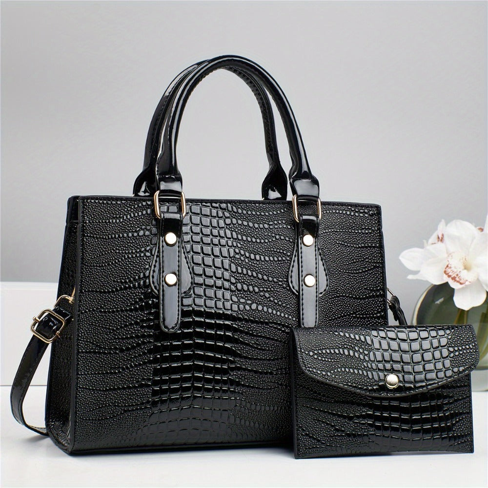 [Elegant Shoulder Bag] 2pcs Set PU Elegant Women's Shoulder Bag, Large Capacity Women's Crossbody Bag, Handbag