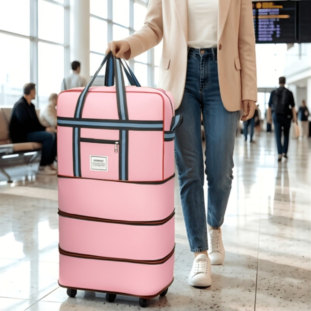 Oversized Expandable Rolling Duffle Bag - Collapsible Checked Luggage for Air Travel And Relocation