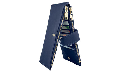 Bifold Multi Card Case Wallet with Zipper Pocket with RFID Blocking