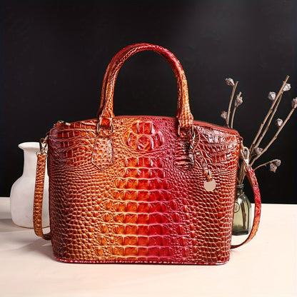 Women's fashion high-end handbag cross-body women's bag color crocodile pattern handbag women's work handbag cross-body bag