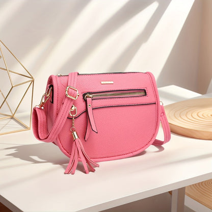 Tepilte Women's PU Sling Shoulder Bag, A Trendy Small Crescent-shaped Bag, Lightweight Travel Backpack with Tassels, Available In Multiple Colors, Makes A Perfect Gift.