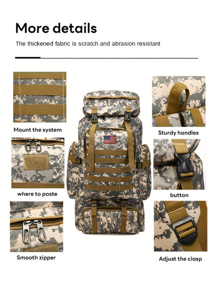 Outdoor Camouflage Backpack Set Hiking Camping Travel Bag Large Multi-Pocket Chest Sling Bag Adjustable Durable Sports Gear Unisex