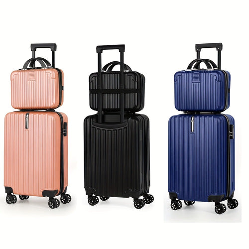 1pc/2pcs Suitcase Set Boarding Luggage Bag, 20inch Satchel Suitcase And 14inch Handbag Can Be Worn Diagonally Across The Trolley Case, with Wheels, Multi-Color Suitcase, for Office