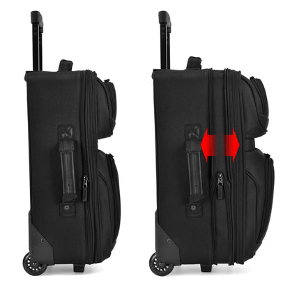 U.S Traveler Rio 2-Pcs Polyester Carry-onSuitcase w/ Tote | Soft Shell Lightweight, Softside Expandable & 360° Dual Spinner Wheels | Airline Approved 21" + 10" | Matching Color, Black, Blue, Green, Teal, Purple, Red, Yellow, Pink, Camo, Gray - Travel Lugg