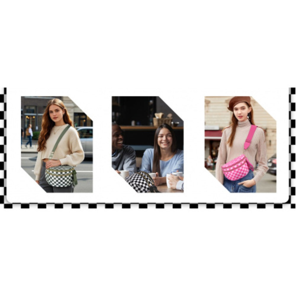 2799 Checkered Crossbody Bag, Women'S Nylon Waist Pouch, Spacious Crossbody Tote with Shoulder Strap, Available in 18 Colors