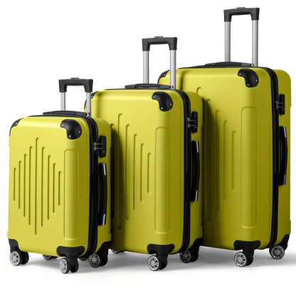Set of 3 Luggage, Lightweight Hard Carry-On Suitcases with TSA Lock And Spinner Wheels in Soft Yellow