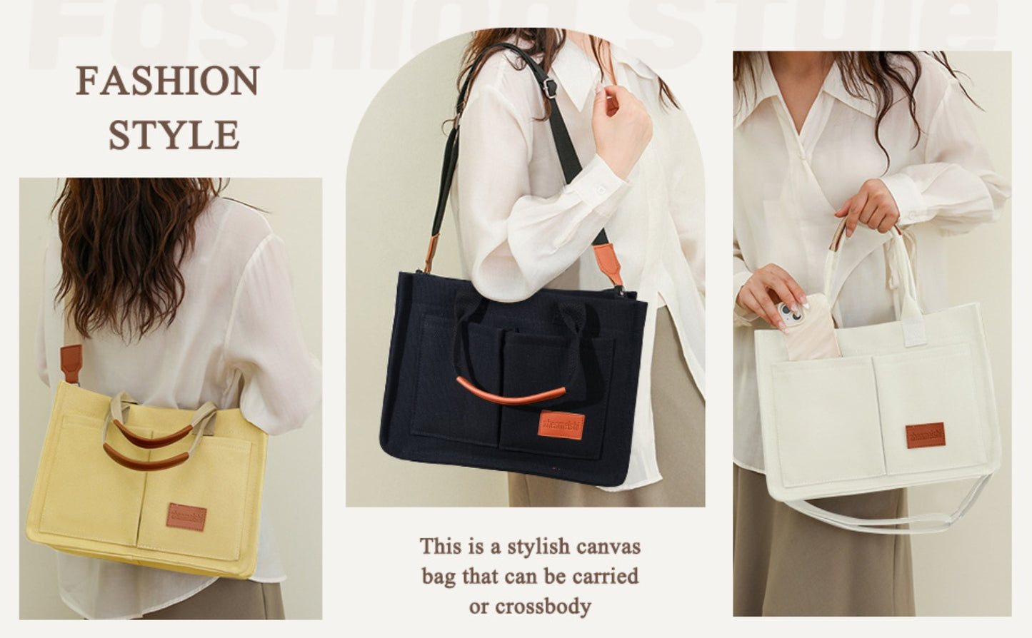 Tote Bag for Women, with Zipper Closure, Large Capacity Individual Compartments, Detachable Strap & Bottom, Multi-Purpose for Travel, Work, Shopping & College, Ideal Gift Option