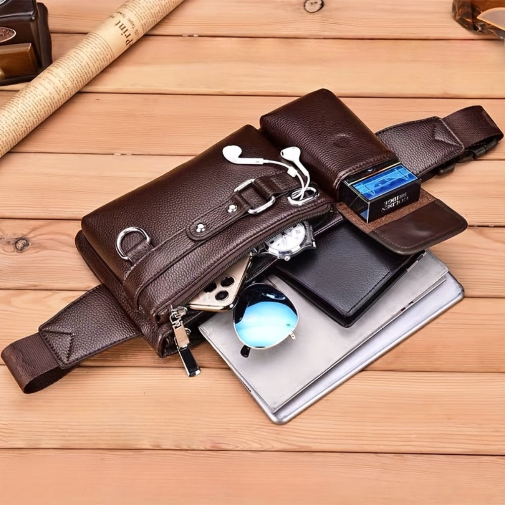 [Mother's Day Gift] Local Warehouse - 2026 Spring/Summer New Arrival - Multi-Compartment Casual Waist Bag, Mother's Day Gift, PU Crossbody Bag, Can Be Used As A Wallet, Cardholder, And Sports Chest Bag, Suitable for Everyday Casual Wear And Business Meeti