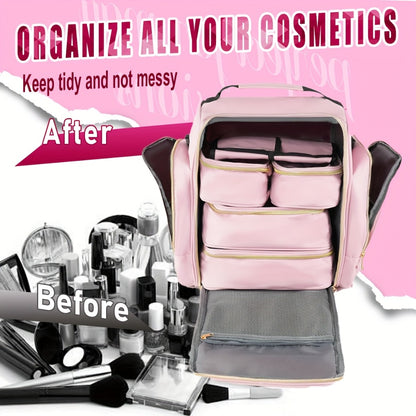 Makeup Bag Cosmetic Bag Organizer with 4 Inner Removable Pouches And 1 Jewelry Roll Multifunctional Travel Makeup Case