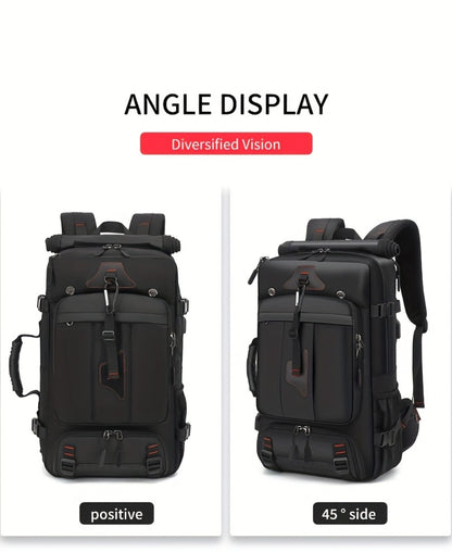 Travel Backpack, Portable Backpack, Large Capacity Duffel Bag Men's Outdoor Expandable Convertible Boarding Duffel Backpack, Black 21.13gal Hiking Bag, Fit 17 Inch Laptop, Suitable for Outdoor Travel Work Business