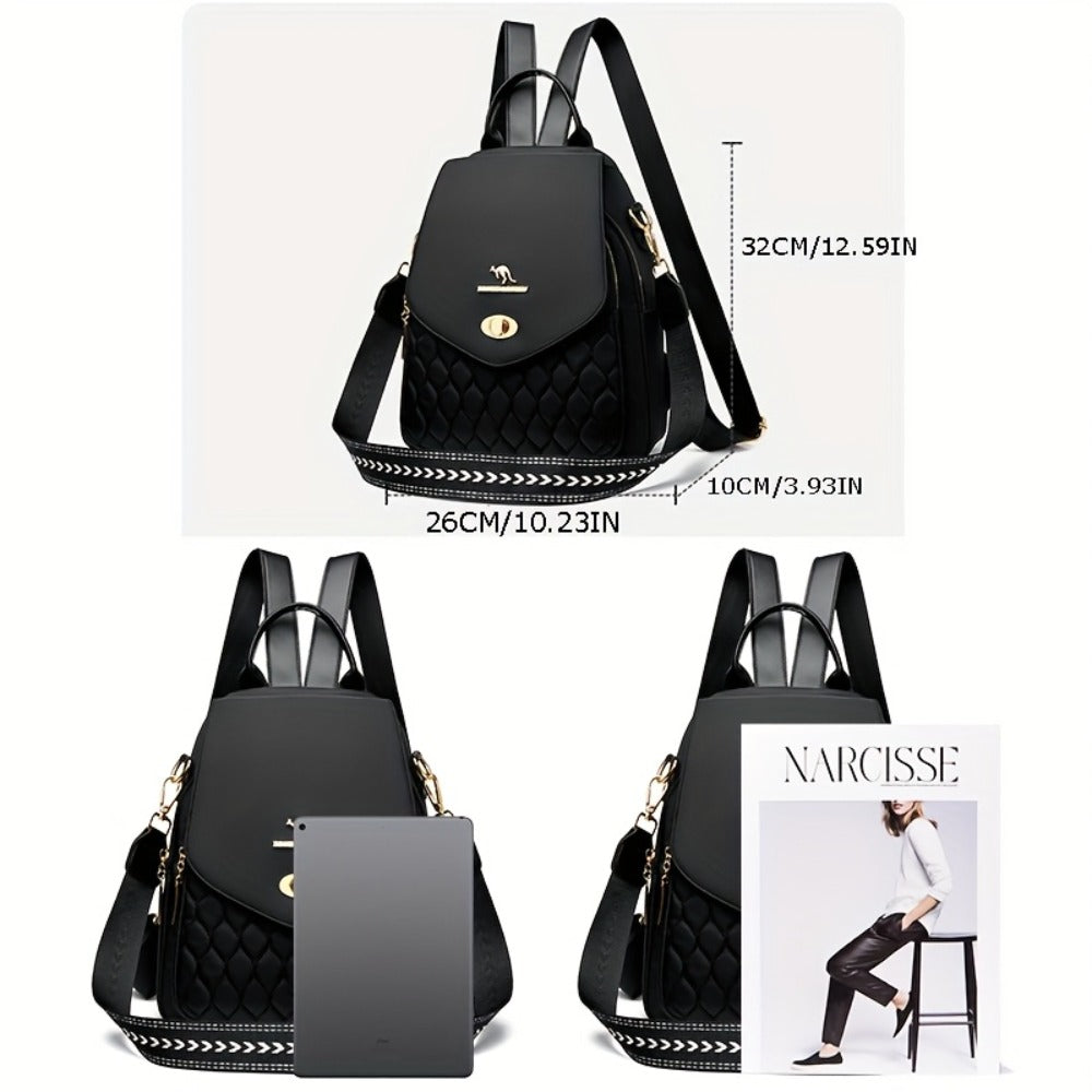 Trendy Urban Fashion Women'S Backpack - High-grade Texture And Pattern Design, Elegant And Practical, Golden Hardware Embellishment, Suitable For Commuting, Leisure, Travel, Ideal Holiday Gift