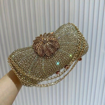 Elegant Flower-Shaped Full- Evening Clutch with Phone Pocket, / Luxury Wedding Accessory Suitable for Prom, Gala, Events