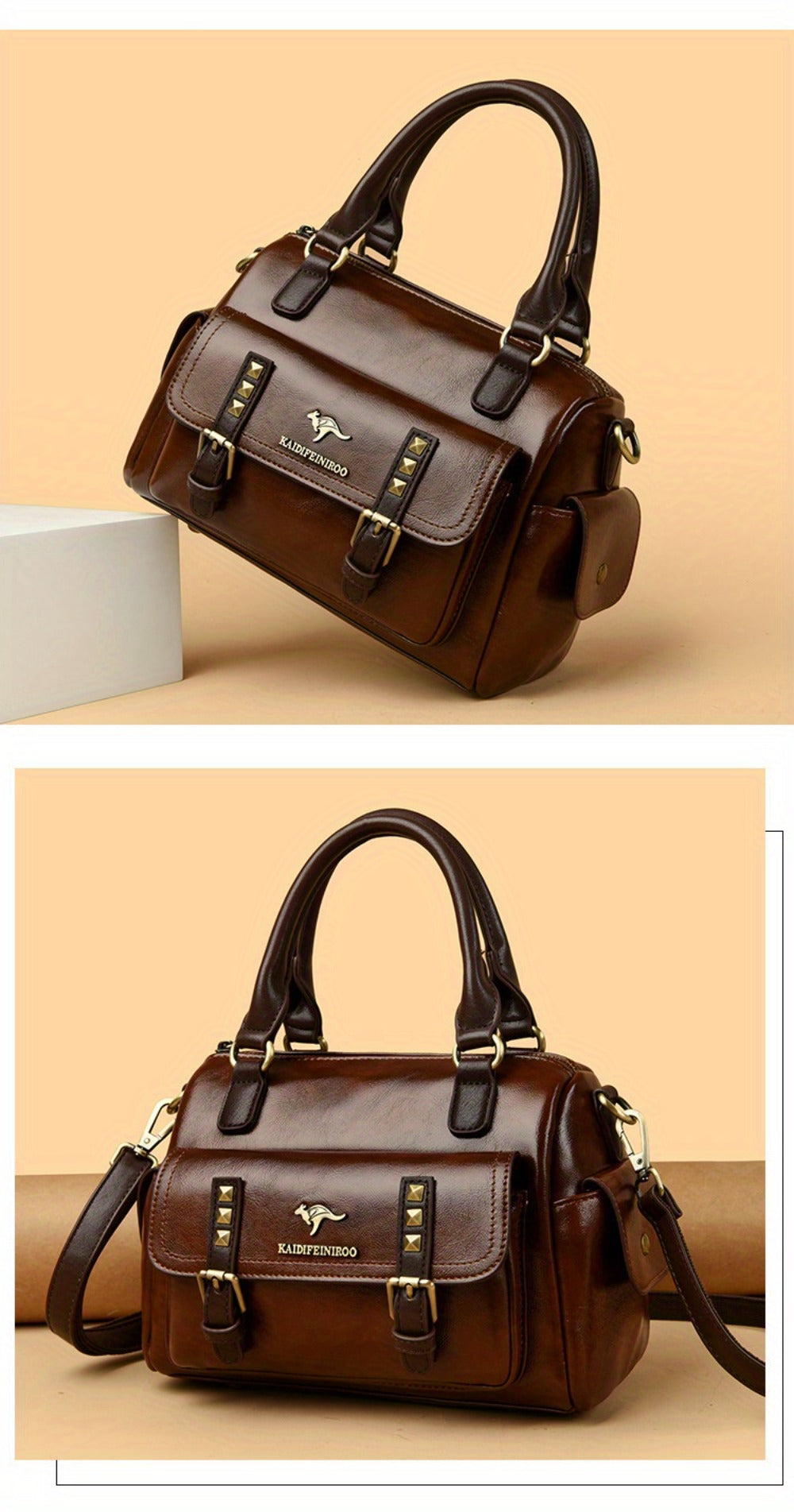 Women's Large Capacity PU Handbag & Crossbody Bag with Multi-Layer Pockets - Retro Style Handbags Suitable for Travel,, Shopping - Burgundy// - Zipper Closure & - Ideal Gift