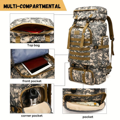 Outdoor Camouflage Backpack Set Hiking Camping Travel Bag Large Multi-Pocket Chest Sling Bag Adjustable Durable Sports Gear Unisex