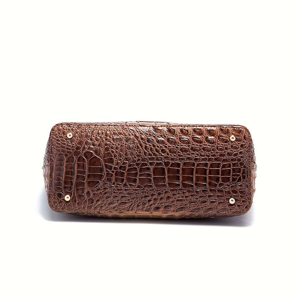 Stylish Two-Part Tote Bag Featuring a Crocodile Design And Elegant Metal Details, Offering Ample Storage for Versatile Carrying Options, Ideal for Various Occasions