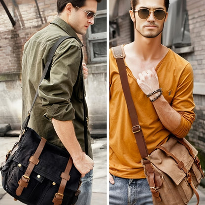 High-Quality Men'S Canvas And Leather Bags Suitable for Business, Travel, And Casual Use, Available in Khaki And Black, Known for Their Durability And Craftsmanship.