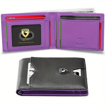 1pc Men's Ultra-thin Wallet, Simple Rfid Barrier Bifold Credit Card Holder Carbon Fiber Fabric, with Elegant Gift Box.
