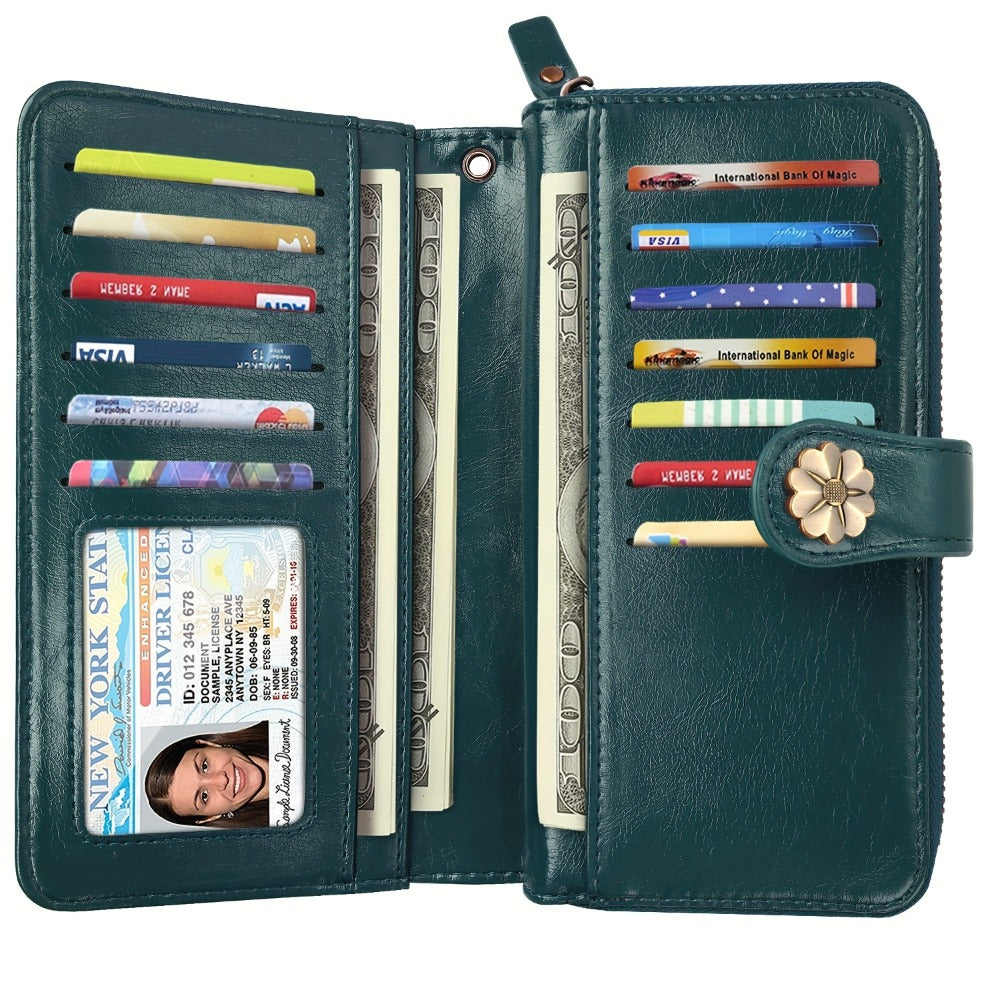 Women'S Vibrant Mandala Print Multi-Compartment Wallet With Zipper Closure, Large Capacity For Cards, Coins, And Phone - Stylish Faux Leather Design With Floral Accent, Travel Wallet |Decorative Zipper Closure|Durable Synthetic, Large Wallet Purse