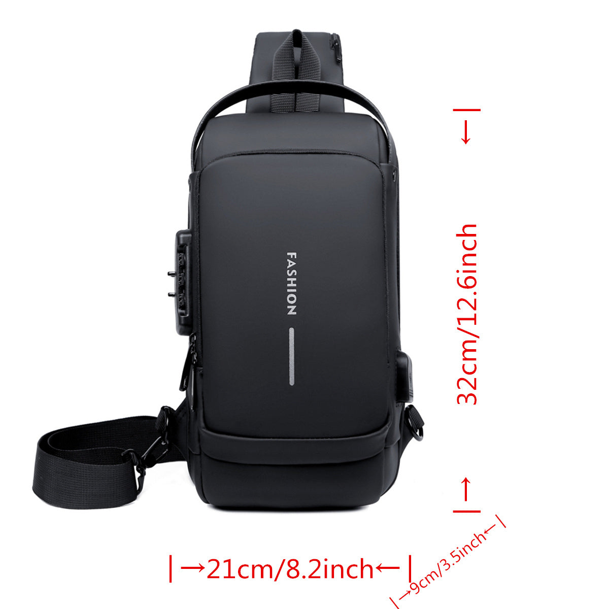 Waterproof Oxford Cloth Shoulder Bag Chest Bag Crossbody Sports Backpack Password Lock Anti-theft Suitable For Outdoor Waybill Daily Travel