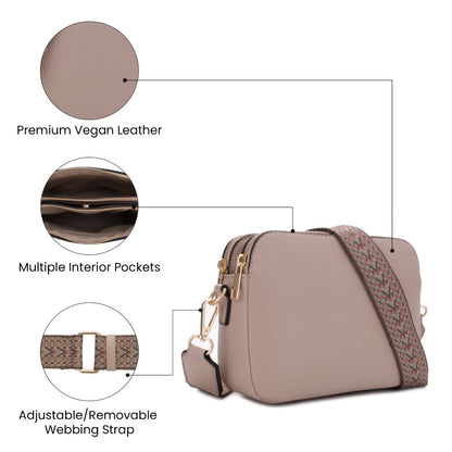 Casual Medium Size Croosbody Bag for Women, Crossbody Camera Purses with Adjustable Webbing Shoulder Strap