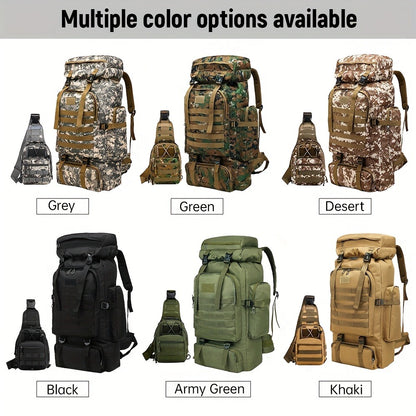 Set of 2pcs 21.13gal Spacious Multifunctional Camouflage Tactical Hiking Backpacks Featuring Various Compartments And a MOLLE System, Ideal for Outdoor Adventures, Camping, Trekking